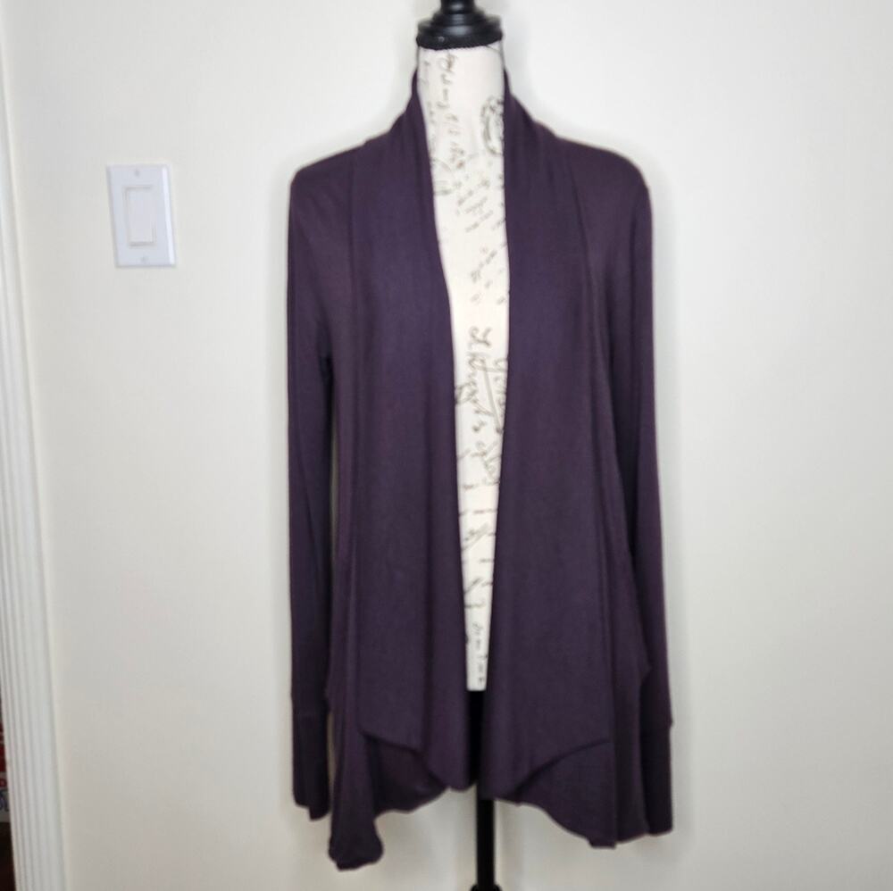 ATHLETA Womens Plum Open Front Cardigan with Pockets Generous Size XS